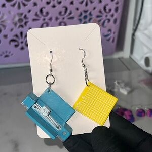 Blue and Yellow Quirky Earrings
